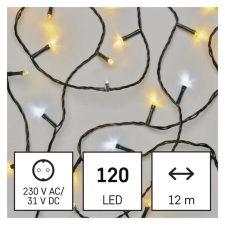 Catena Luminosa 120 LED: 96 caldi fissi e 24 freddi lampeggianti, 12m, Timer, Esterno | Emos D4AN02