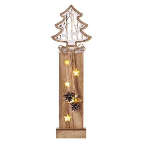 Decorazione in Legno Albero con Pigne 5 LED  a Batterie | Emos DCTW03