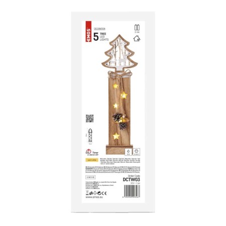Decorazione in Legno Albero con Pigne 5 LED  a Batterie | Emos DCTW03