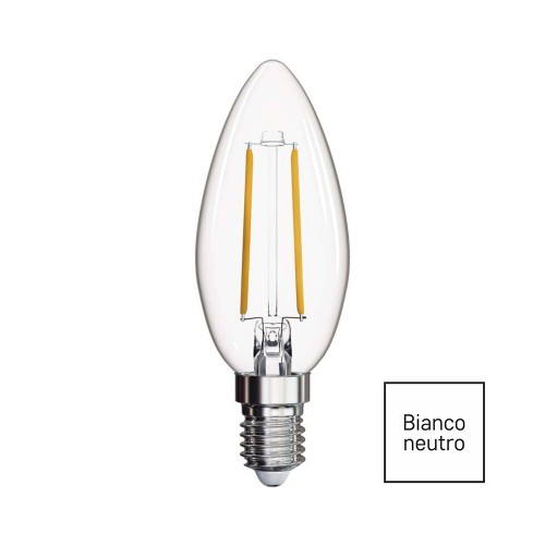 Lampadina LED filamento E14 2W (25W) 4000K 250LM oliva chiara | Emos Z74201