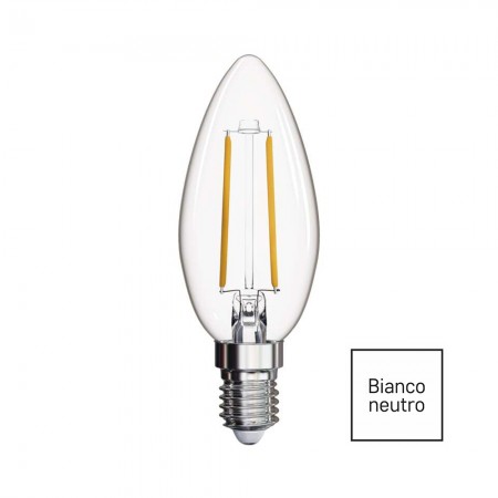 Lampadina LED filamento E14 2W (25W) 4000K 250LM oliva chiara | Emos Z74201