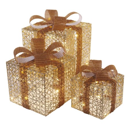 SET 3 SCATOLE REGALO COLORE ORO LUMINOSE LUCE BIANCA CALDA ORO DA INTERNO DCFC14