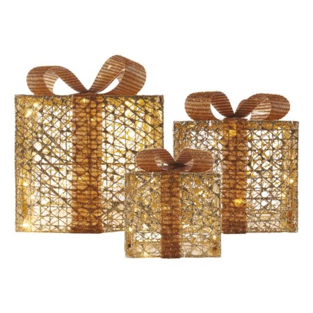 SET 3 SCATOLE REGALO COLORE ORO LUMINOSE LUCE BIANCA CALDA ORO DA INTERNO DCFC14