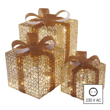 SET 3 SCATOLE REGALO COLORE ORO LUMINOSE LUCE BIANCA CALDA ORO DA INTERNO DCFC14