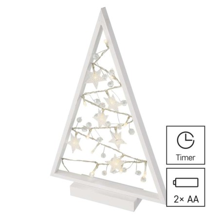 Decorazione in Legno Albero con Stelle 15 Led a batterie | Emos DCWW27