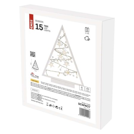 Decorazione in Legno Albero con Stelle 15 Led a batterie | Emos DCWW27