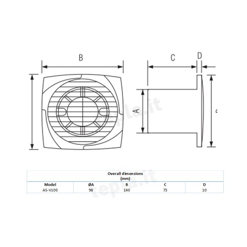 Aspiratore da Parete Slim Ø 100mm con...