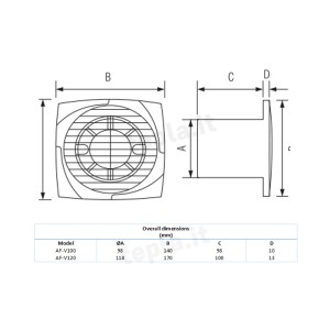 Aspiratore da parete con timer AF-D100VT, design efficiente, Elmark 500122. 2
