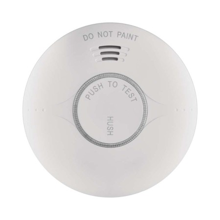 Vista frontale rilevatore fumo EMOS con pulsante centrale