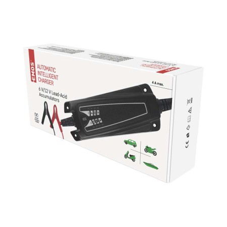 Caricabatteria Intelligente Auto Moto 6/12V 4A Desolfatazione Mantenimento | EMOS N1014