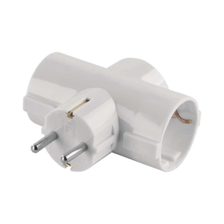 Adattatore Triplo con Prese e Spina Schuko Bianco | EMOS P00242