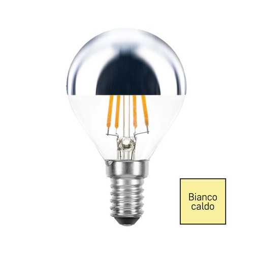 Lampadina LED Filamento Sfera E14 4W Cupola Argento - Eleganza e Luce Calda 2700K