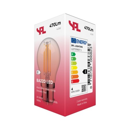 Lampadina LED Filamento BA22D Sfera 4W 470lm 2700K Dimmerabile | L227250827-1