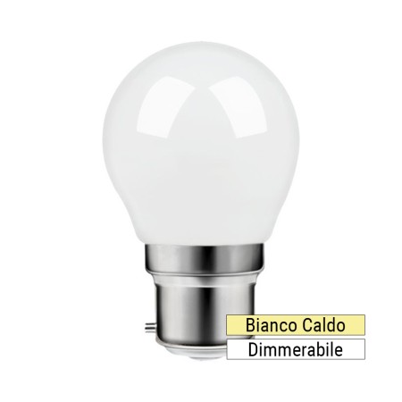 LAMPADINA LED FILAMENTO BA22D SFERA 4.5W 2700K 470LM OPALE/SATINATA DIMMERABILE