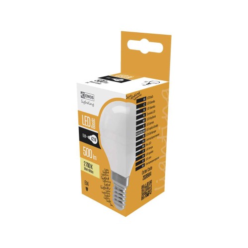 LAMPADINA LED SFERA 6W E14 3000K...