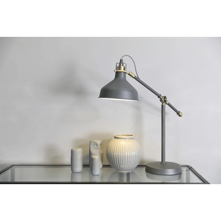 Lampada da Tavolo HARRY EMOS Grigio Scuro - E27, Braccio Regolabile, Design Elegante | Emos Z7611