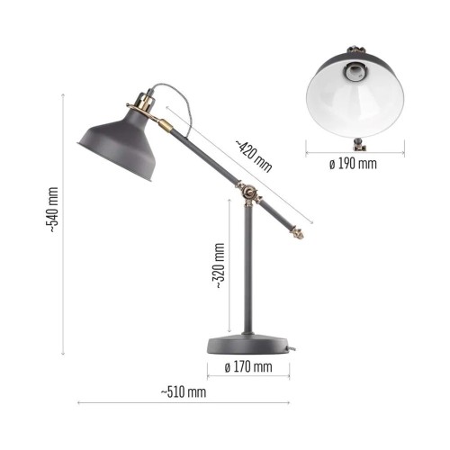 Lampada da Tavolo HARRY EMOS Grigio...