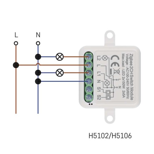 Modulo Interruttore 2 Canali L+N...