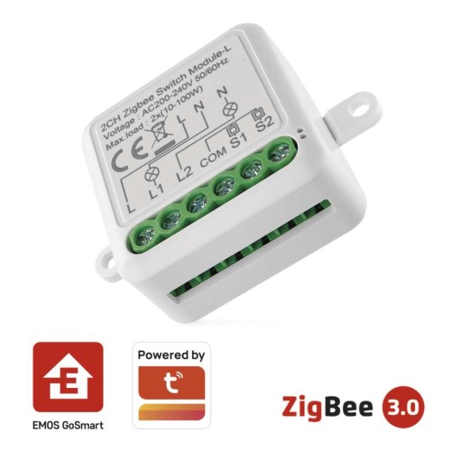 Modulo Interruttore Smart ZigBee 2 Canali L+ Gosmart IP-2104SZ (No Neutro) Emos H5104 - Controllo Luci Smart