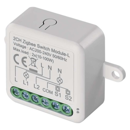 Modulo Interruttore 2 Canali L+ Gosmart IP-2104SZ ZigBee (No Neutro) | Emos H5104