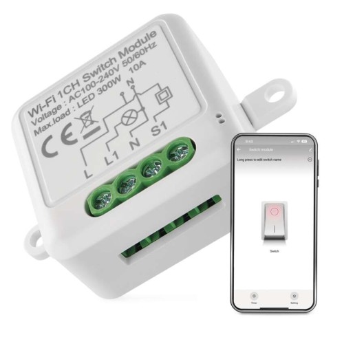 Modulo Interruttore Smart Wi-Fi 1 Canale Gosmart IP-2101SW Emos H5105 - Controllo Smart delle Luci