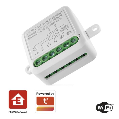 Modulo Interruttore Smart Wi-Fi 2 Canali Gosmart IP-2102SW Emos H5106 - Controllo Domotico Intelligente