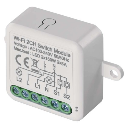Modulo Interruttore 2 Canali Gosmart IP-2102SW Wi-Fi | Emos H5106