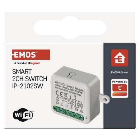 Modulo Interruttore 2 Canali Gosmart IP-2102SW Wi-Fi | Emos H5106