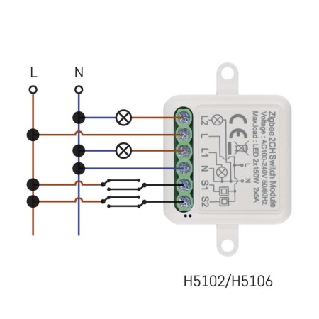 Modulo Interruttore 2 Canali Gosmart IP-2102SW Wi-Fi | Emos H5106