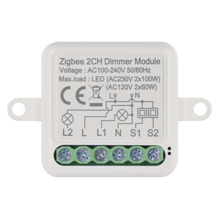 Modulo Interruttore Dimmer 2 Canali Gosmart IP-2112DZ ZigBee | Emos H5108