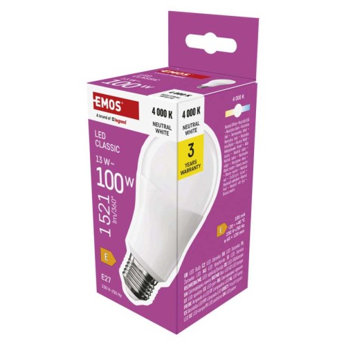 Lampadina LED Goccia E27 13W 4000K Luce Naturale 1521lm | EMOS ZQ5E63