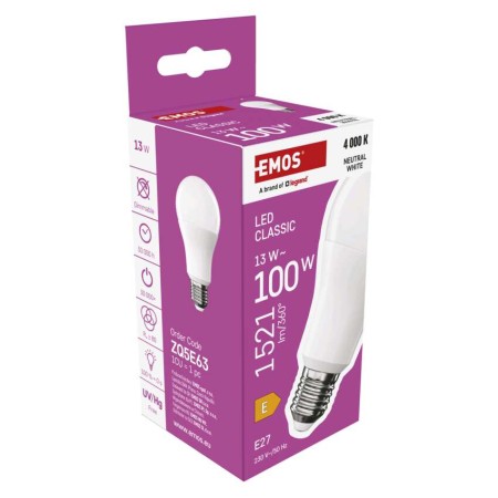 Lampadina LED Goccia E27 13W (100W) 1521lm 4000K Luce Naturale | EMOS ZQ5E63