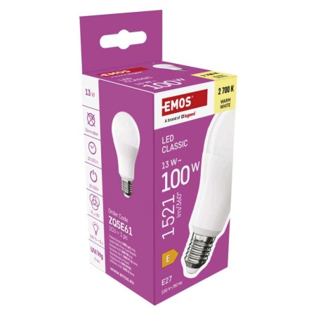 Lampadina LED Goccia E27 13W (100W) 1521lm 2700K Luce Calda | EMOS ZQ5E61