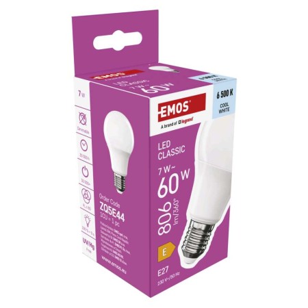 Lampadina LED Goccia E27 7W (60W) 806lm 6500K Luce Fredda  | EMOS ZQ5E44