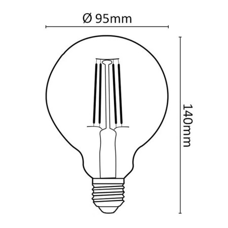Lampadina LED Vintage Globo G95 E27 da 7W - 650 lm, 2000K Vetro Ambra