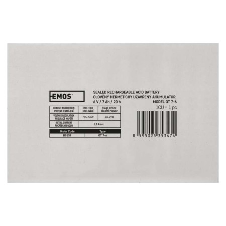 Batteria al piombo ricaricabile 6V 7AH attacco faston 4.7MM  EMOS B9659