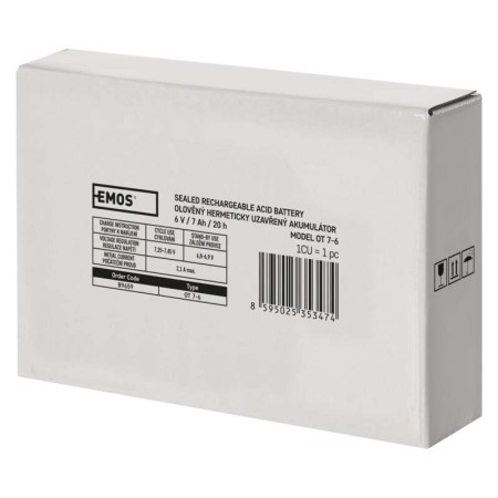 Batteria al piombo ricaricabile 6V 7AH attacco faston 4.7MM  EMOS B9659