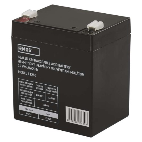 Batteria al piombo ricaricabile 12V 5AH attacco faston 6.3 EMOS B9679