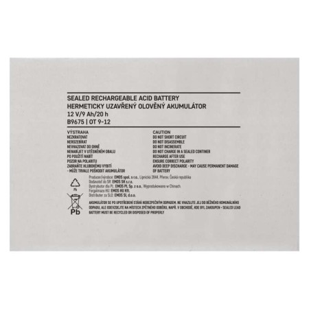 Batteria Piombo 12V 9Ah Ricaricabile Faston 6.3mm per UPS e Backup | EMOS B9675