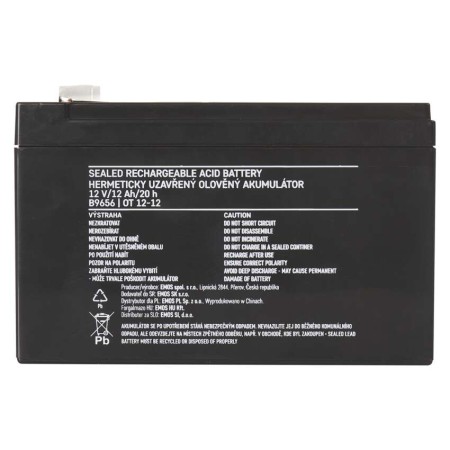 Batteria al Piombo Ricaricabile 12V 12AH Attacco Faston 6.3 | EMOS B9656