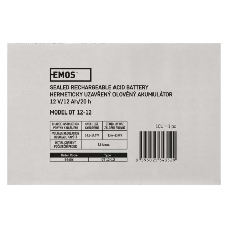 Batteria al Piombo Ricaricabile 12V 12AH Attacco Faston 6.3 | EMOS B9656