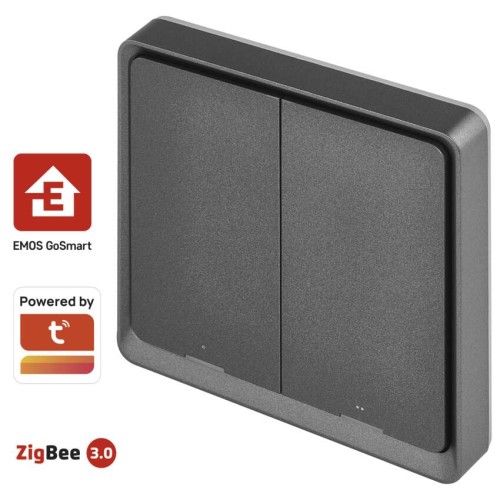 Controller Scena 2 Pulsanti ZigBee Antracite | Controllo Smart Casa | Emos H5015