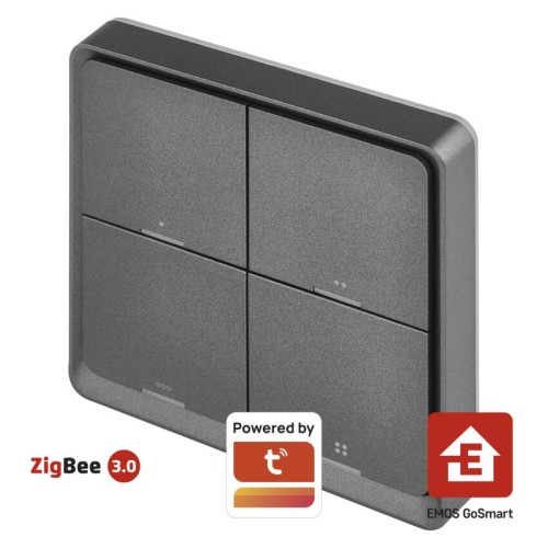 Controller Scena 4 Pulsanti Antracite ZigBee Gosmart IP-2004ZB Emos H5016 - Controllo Scene Smart