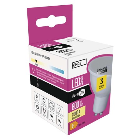 Lampadina LED GU10 7W (60W) Dimmerabile: Luce Calda 3000k | EMOS ZQ8155D