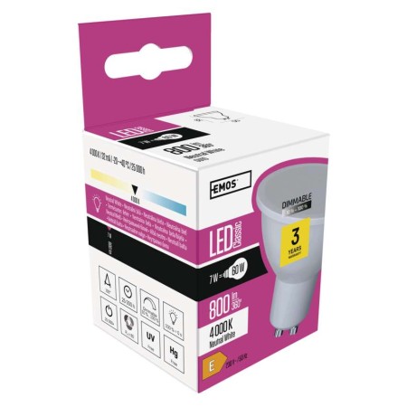 Lampadina LED GU10 7W (60W) Dimmerabile Luce Neutra 4000K | EMOS ZQ8255D