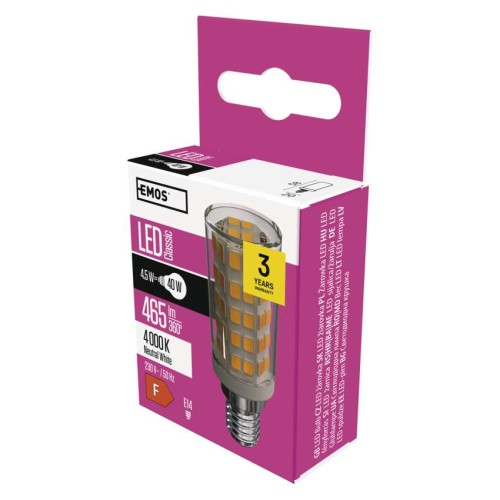 Lampadina LED E14 Tubolare 4.5W 4000K - Sostituisce 40W: Efficienza e Stile Emos ZQ9141
