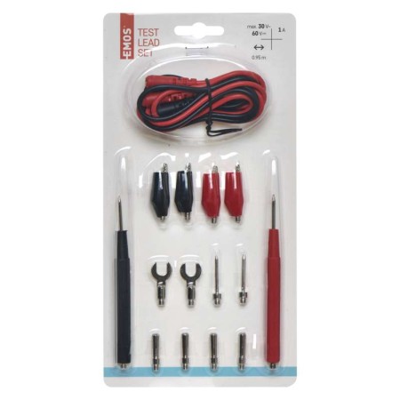 KIT CAVI PER TESTER CON ACCESSORI LUNGHI 95CM 1A EMOS S4001N