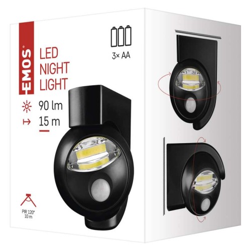 Luce Notturna LED COB Nera con...