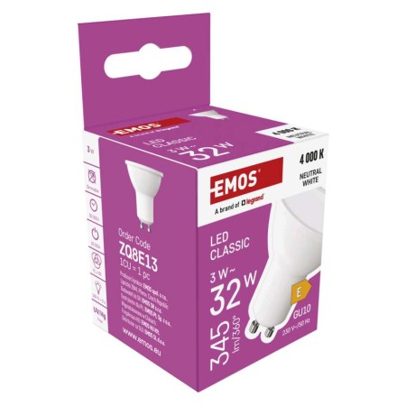 Faretto LED GU10 3W (35W) 4000K 345lm Luce Neutra 3 Anni Garanzia | EMOS ZQ8E13