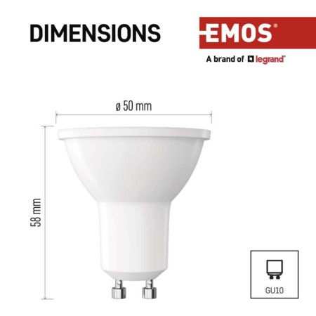Faretto LED GU10 3W (35W) 4000K 345lm Luce Neutra 3 Anni Garanzia | EMOS ZQ8E13